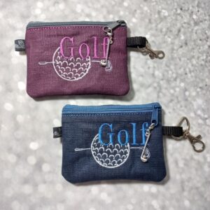 kleines Täschchen aus beschichteter Leinen mit Golf-Sujet