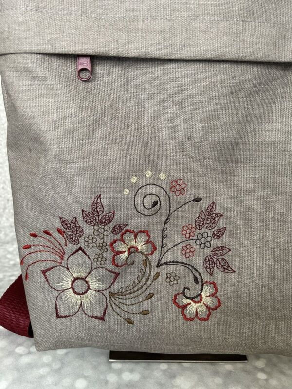 beige Rucksacktasche mit Blumensujet