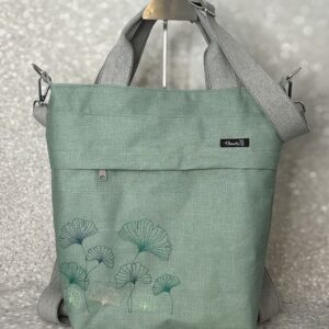 mintfarbene Rucksacktasche mit gesticktem Gingko-Motiv